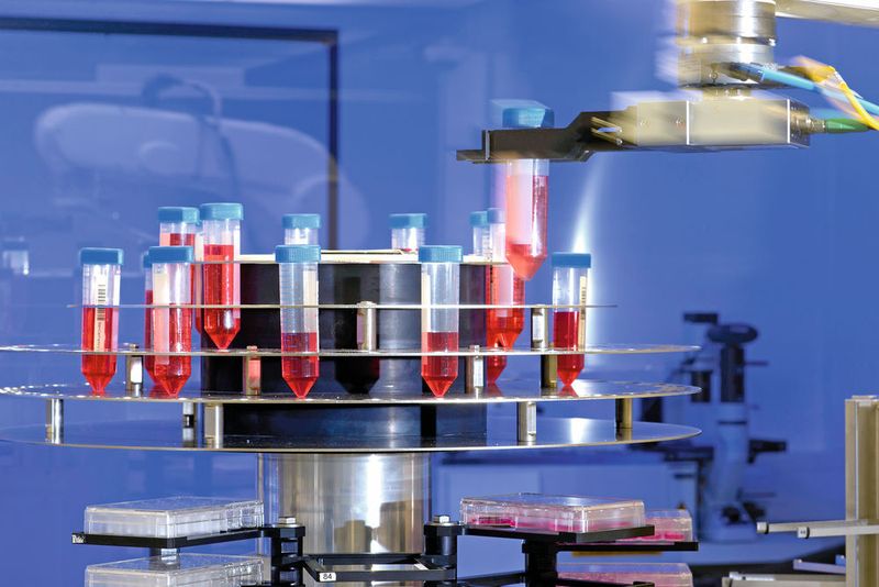 Der Roboter kann nicht nur Tubes, sondern auch Mikrotiterplatten greifen. (Bildschoen/Fraunhofer)