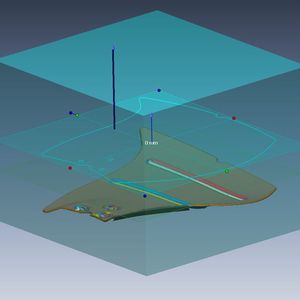 Mit der Funktion „Mesh Sketch Setup“ wurde zunächst die Silhouette (Berandung) des Polygonalmodells in eine Polylinie überführt.
