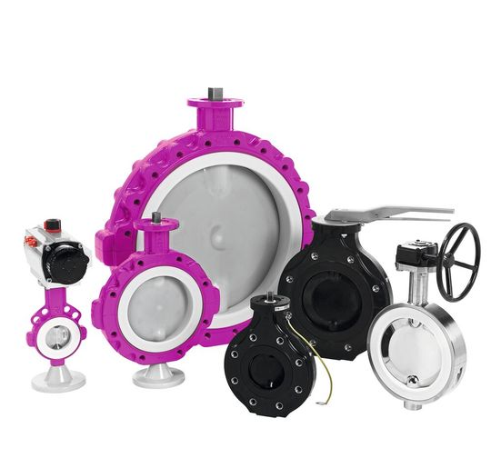 Die modulare mit PTFE ausgekleidete Absperrklappe gewährleistet den sicheren Umgang mit aggressiven Medien.(Bild:  Warex Valve)