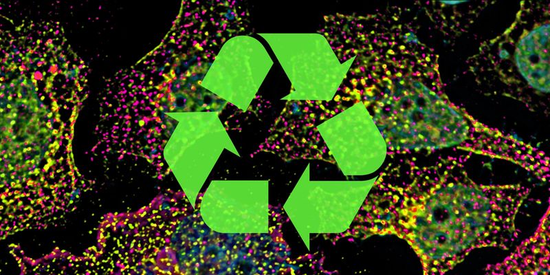 Endosomy sortujące (zielone) i pęcherzyki recyklingowe (magenta) w komórkach ludzkich.(Zdjęcie: Biocentrum, Uniwersytet w Bazylei)