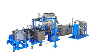 BKG-Gesamtgranuliersystem für die PET-Granulatherstellung mit Schmelzefilter von Kreyenborg und Witte-Boosterpumpe.  (Bild: Kreyenborg)