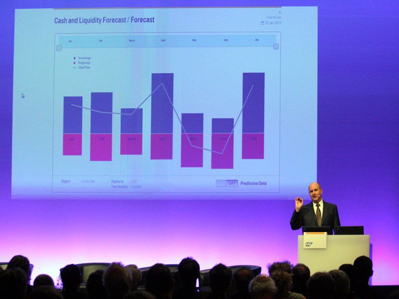 Ian Kimbell zeigt eine Anwendung: In Echtzeit analysiert der SAP Solution Evangelist 20 Millionen Datensätze. (Bild: Srocke)