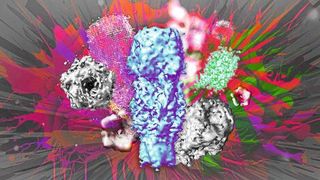 Künstlerische Darstellung der ersten Proteinstruktur des GABAA-Rezeptors, die mittels ONE-Mikroskopie gelöst wurde.  (Bild: Shaib/Rizzoli, umg/mbexc)