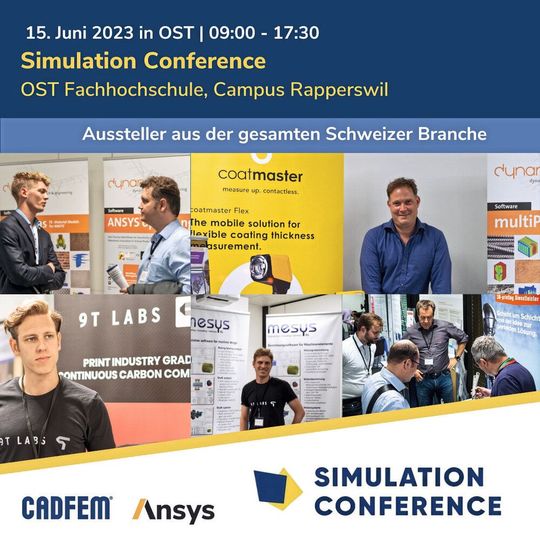 Ein "MUST" für alle "Simulanten" wird die CADFEM Ansys Simulation Conference am 15. Juni in der Fachhochschule Rapperswil. Ein "MUST" für alle "Simulanten" wird die CADFEM Ansys Simulation Conference am 15. Juni in der Fachhochschule Rapperswil.