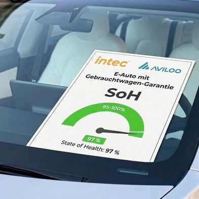 Intec und Aviloo bieten gemeinsam eine Kombination aus Batteriezertifikat und Gebrauchtwagengarantie an. (Symbolfoto) (Bild: Gemini / KI-generiert)
