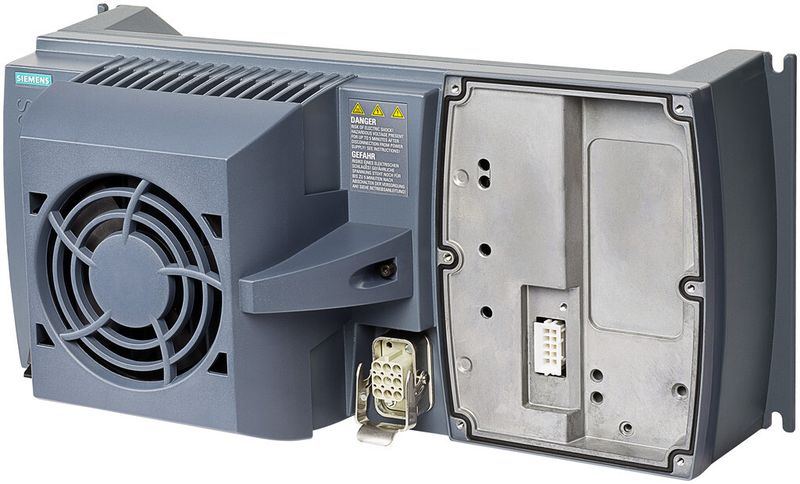 Den neuen Frequenzumrichter von Siemens gibt es bis zu einer Leistung von 7,5 kW. Das Bohrbild ist für alle Baugrößen gleich. (Bild: Siemens)