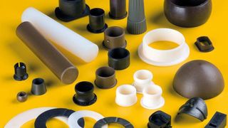 Gleitlager aus Hochleistungskunststoffen. Basis dafür ist eine anwendungsspezifische Kunststoffmodifizierung.  Bilder: GGB (Archiv: Vogel Business Media)
