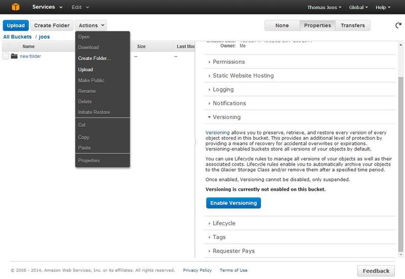 Erste Gehversuche mit Amazons Cloud-Speicher S3 || Bild 2 / 3