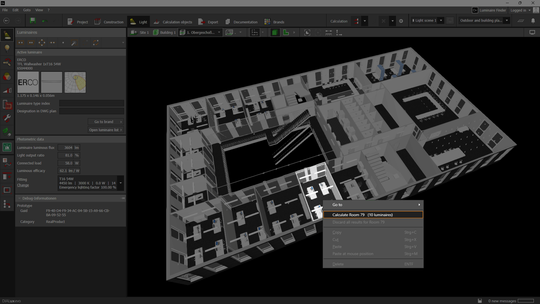Alternativ lassen sich einzelne Räume bequem per Rechtsklick in der CAD-Ansicht oder im Projektbaum auswählen. (Bild:  Dial GmbH)