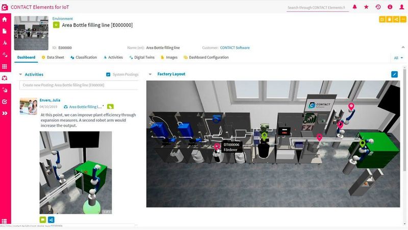 Die SPS ist ein ideales Umfeld für die IoT-Plattform von CONTACT Software (SPS 2019: Halle 6, Stand 130). In Verbindung mit der Automatisierungstechnik zeigt das Unternehmen smarte Lösungen für das Shopfloor Management, die Supply Chain und den Service. Der digitale Zwilling smarter Produkte ist hier das Herzstück von neuen, datengetriebenen Geschäftsprozessen. CONTACT Software stellt mit der offenen Low-Code-Plattform Elements for IoT Technologie- und Anwendungsbausteine bereit, die virtuelle und reale Produkte intelligent vernetzen. Auf der SPS demonstriert das Unternehmen, dass sich damit Industrie 4.0-Projekte und andere digitale Geschäftsmodelle flexibel und schnell umsetzen lassen. Ein weiteres Highlight ist bei Mitsubishi Electric in Halle 7, Stand 391, dem IoT-Partner von CONTACT, zu finden. Hier wird an einem “Smart Factory“ Szenario gezeigt, wie Unternehmen mit Elements for IoT ihre Fertigungsprozesse kontinuierlich optimieren können. Das Beispiel ist eine Sortieranlage, deren Produktionsdaten über ihren digitalen Zwilling mit der Enterprise IT/OT verbunden werden. (CONTACT Software)