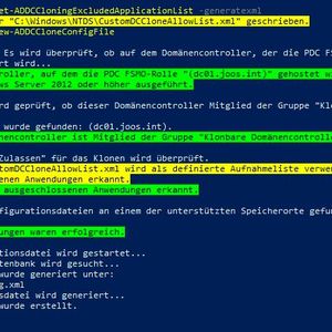 Erstellen der Konfigurationsdateien für das Klonen eines DCs.(Bild:  Microsoft / Joos)