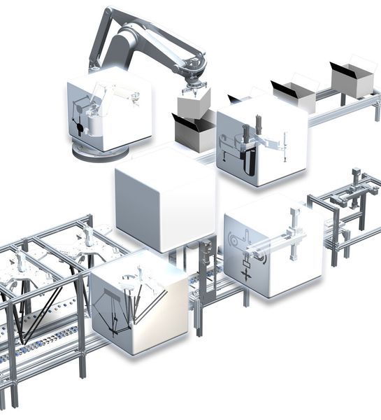 Mit vorgedachten Software-Modulen können Maschinenbauer unterschiedliche Kinematiken für Handling-Aufgaben integrieren. (Bild: Lenze)