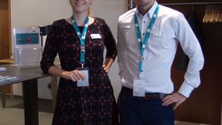 Upgrade-Day Münster: Anna Schleipfer-Chakhchoukh und Dominik Schlosser (beide C4B) freuen sich auf die Gäste. (C4B)