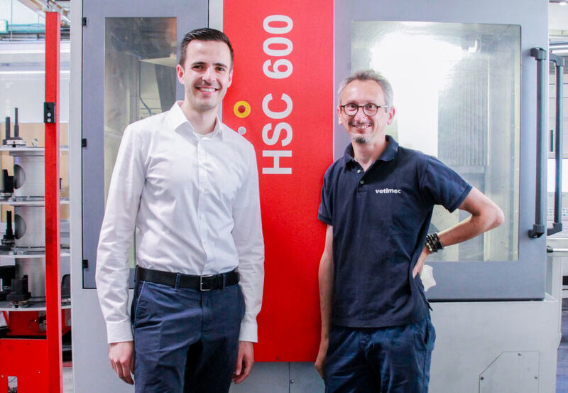 Massimo Lolli (right), Operations Manager at Vetimec, and Stefano Barbagallo, Sales Director Europe at Hufschmied Zerspanungssysteme.  (Hufschmied Zerspanungssysteme )