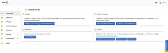 Das Dashboard der Plattform.(Quelle:  PackLogX GmbH)