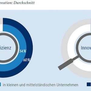 Wo liegt der Fokus in den Unternehmen? Durchschnittswerte für Effizienz und Innovation.(Bild:  Stepstone/Kienbaum)