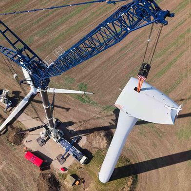 Im Windpark Biere-Borne bei Magdeburg hat Hagedorn Service erstmals sechs Anlagen komplett in Eigenregie demontiert.  (Bild: Hagedorn)