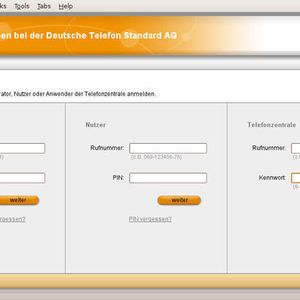 DTSt-Screenshot: Benutzeranmeldung