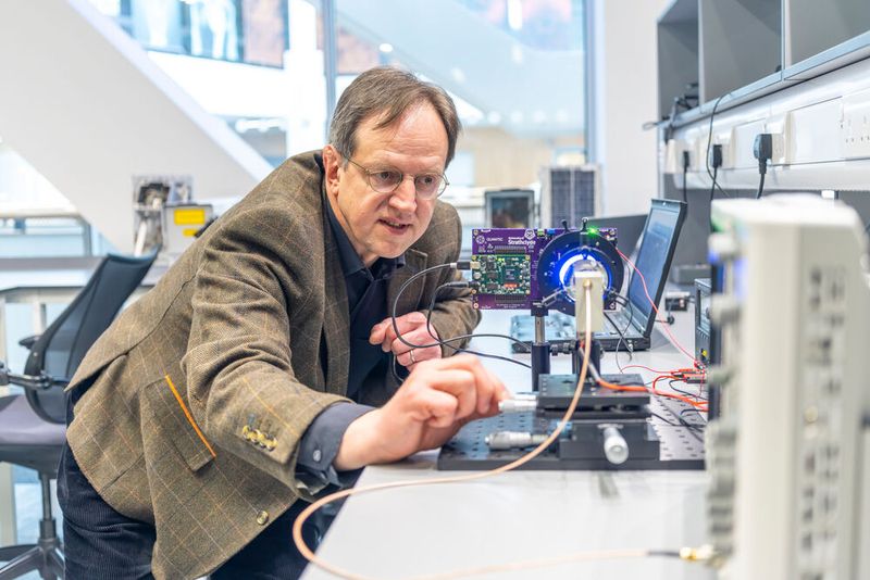 Der in Schottland ansässige Erfinder Harald Haas und sein Team haben eine stabilere, schnellere und billigere Mobilfunktechnologie als WLAN entwickelt, die auf der Übertragung von LED-Licht beruht. Die Technologie sendet Lichtimpulse, mit denen Daten zu Empfängern hin und von diesen weg übertragen werden können. Empfänger sammeln dann die Informationen und entschlüsseln die gesendeten Daten. Laut dem Erfinder seien damit Übertragungen im Bereich von Gigabit pro Sekunde möglich. Dafür wurde er als Finalist in der Kategorie „Forschung“ nominiert. (Bild: Europäisches Patentamt)