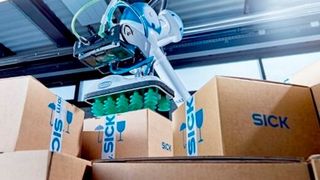 Der Logistik-Innovationspreis 2025 des VDI geht an Sick für sein Roboterführungssystem Palloc. Das Stand-Alone-System lässt sich über Ethernet TCP/IP nahtlos in die Steuerung jedes Industieroboter- oder Cobotherstellers integrieren. (Bild: Sick)