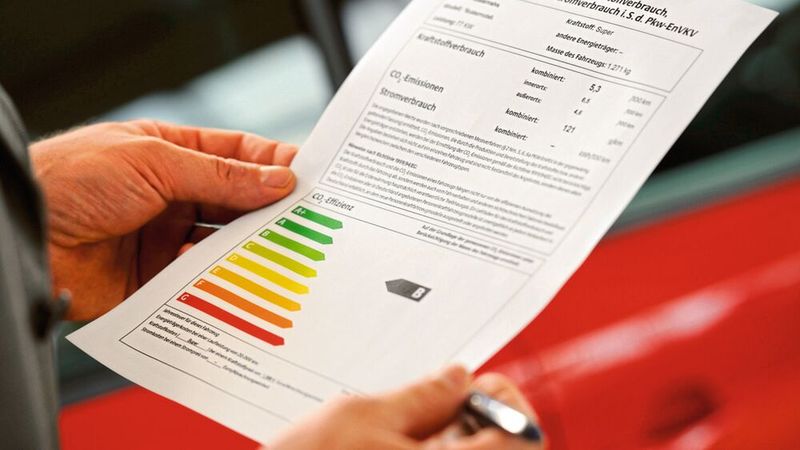 Es beschert Autohändlern viel Aufwand und Ärger, die Kunden nehmen das Label an den Fahrzeugen jedoch kaum wahr; zumindest laut einer Umfrage der Puls-Marktforschung.(Bild:  Dena)