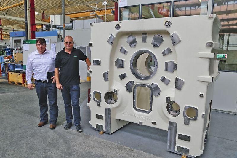 Massives Guss-Maschinengehäuse eines Bruderer-Stanzautomaten, die dank eines speziellen Hebelsystems für eine ausgezeichnete und ausgeglichene Lastverteilung während des Stanzprozesses sorgen. (Bild: Matthias Böhm)