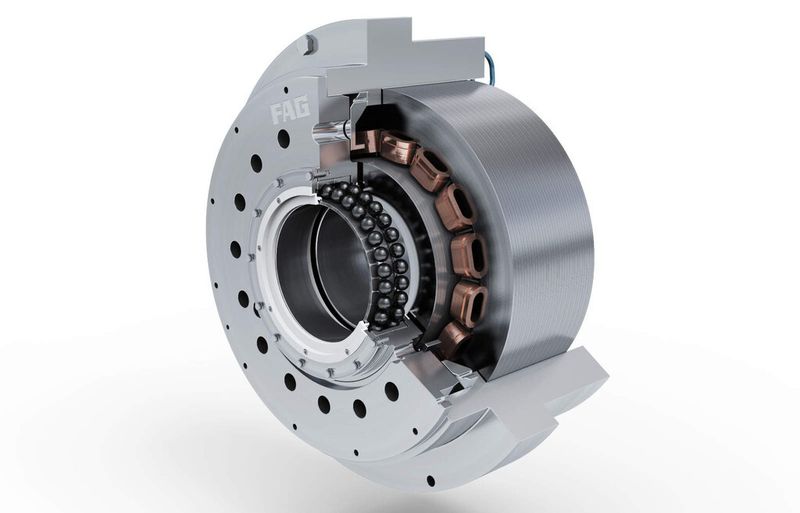 Das FAG Active Magnetic Bearing ist ein Komplettsystem aus Wälz-Fanglager und aktivem Magnetlager. Im Bild: Lager-Einheit. (Schaeffler)