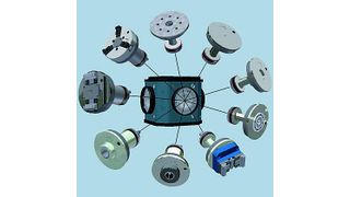 Bild 1: Die Module des flexiblen Spannsystems gibt es in der Ausführung mit Druck- und Zugspannzange, Zwei- und Dreibackenfutter sowie mit Nullpunktspannsystem. (Archiv: Vogel Business Media)