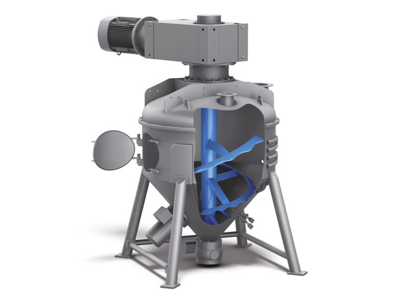 Der konische Vakuum-Mischer AMT kommt bei der Produktion von hochreinen Wirkstoffsubstanzen zum Einsatz. (Bild: Amixon)