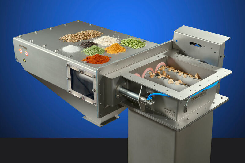 The automatic ‘Easy Clean flow’ magnet requires little installation height and removes metal particles and weakly magnetic stainless steel particles as small as 30 µm from large volumes of powders in the food, chemical, ceramic and plastics industry. (Goudsmit Magnetics)