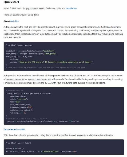 FLAML ist in kürzester Zeit einsatzbereit.(Bild:  Microsoft)