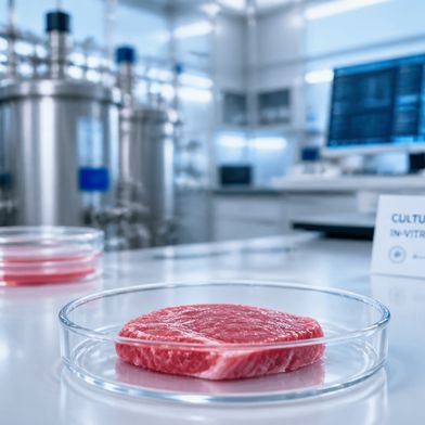 Kulturfleisch aus der Petrischale könnte den Bedarf an Massentierhaltung eines Tages reduzieren (Symbolbild). (Bild: KI-generiert)