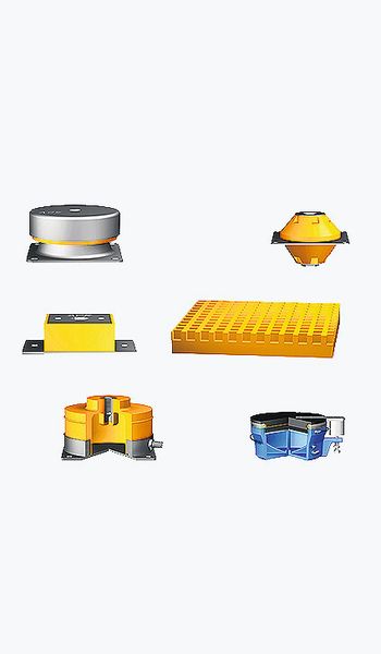 ACEolator auf der Motek: Niederfrequent isolierende Luftfederelemente, einbaufertige Gummi-Metall-Isolatoren und schwingungsisolierende Platten. (Bild: ACE Stoßdämpfer)