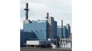 Modellhafte Darstellung des neuen, hocheffizienten und modernen Gas- und Dampfturbinenkraftwerks, das Evonik im Chemiepark Marl errichten wird. (Evonik)