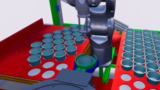 Bild 1: Bei der virtuellen Inbetriebnahme wird geprüft, wie sich das Modell der Anlage mit der realen Steuerung verhält. (Bild: Mathworks)