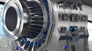 Der gigantische Prüfstand mit Schwerpunkt „Windenergie“ wird der weltweit erste sein, der nicht nur ein einzelnes Hauptlager für Windturbinen, sondern quasi die komplette Original-Konstruktion inklusive entsprechender Bauteile des Kunden testen kann. (Bild: SKF)