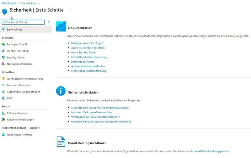 Conditional Access lässt sich über den Menüpunkt 