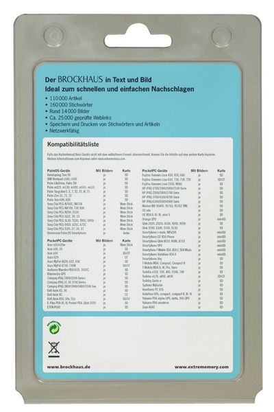 Auf der Rückseite der Verpackung sieht der Kunde auf einen Blick, mit welchen Endgeräten der »Brockhaus mobil« kompatibel ist. (Archiv: Vogel Business Media)