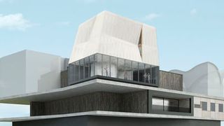 Computergenerierte Visualisierung des DFAB House auf dem Campus in Dübendorf. Das Haus ist das weltweit erste Haus, das weitgehend mit digitalen Prozessen entworfen, geplant und gebaut wird. (NCCR Digital Fabrication, 2017)