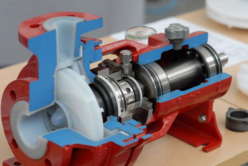 Pumpen zum Anfassen in der begleitenden Ausstellung, hier eine Kunststoff-ausgekleidete Kreiselpumpe von Richter Chemie-Technik  (Bild: PROCESS)