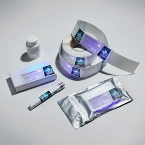 Erst unter UV-Licht sind die verdeckten Sicherheitsmerkmale auf den Etiketten, wie unsichtbare Texte, variable Daten, Codes und Symbole, lesbar.  (Bild:  Faller Packaging)