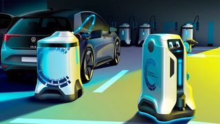 Der autonome Roboter verfügt über Kameras, Laserscanner und Ultraschallsensoren. (Bild: VW)