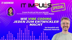 In dieser Sonderfolge des Podcasts „IT ImPuls“ mit Johannes Heinrich geht es darum, wie auch Menschen ohne Programmierkenntnisse mithilfe von KI und Vibe Coding zu Entwicklern werden können. (Bild: Vogel IT-Medien / Carin Boehm)