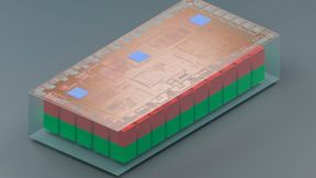 MicroBias vereint permanente Mikromagnete und Hall-Sensoren (blau) auf einem einzigen Chip. (Bild: Fraunhofer IIS )