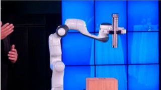 Grundsteinlegung mit Roboter: In der digitalen Fabrik der Zukunft arbeitet eine KI mit einem Körper. (TUM)