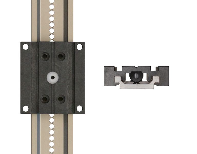 Prinzip Rasterung Sonderlösung mit individueller Rasterung. Eine Kugelrastung sorgt für die Fixierung des Schlittens auf der Schiene. (Bild: Igus)