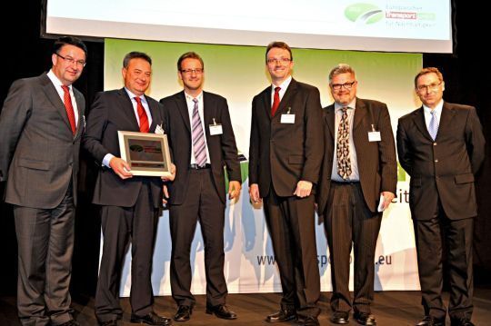Der „Europäische Transportpreis für Nachhaltigkeit“ wurde in diesem Jahr zum ersten Mal verliehen. Mit dabei: Die BFS Business Fleet Services GmbH, eine Tochtergesellschaft der Stegmaier Nutzfahrzeuge GmbH. (Foto: BFS)