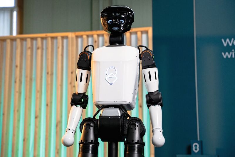 Humanoider Prototyp uMe: United Robotics Group zeigt auf der CES 2026 erste Kernfunktionen wie sprachbasierte Interaktion, sensorbasierte Wahrnehmung (Kameras, Tiefensensorik, Mikrofonarray) und die Anbindung an die Plattform uGo+. (Bild: United Robotics Group)