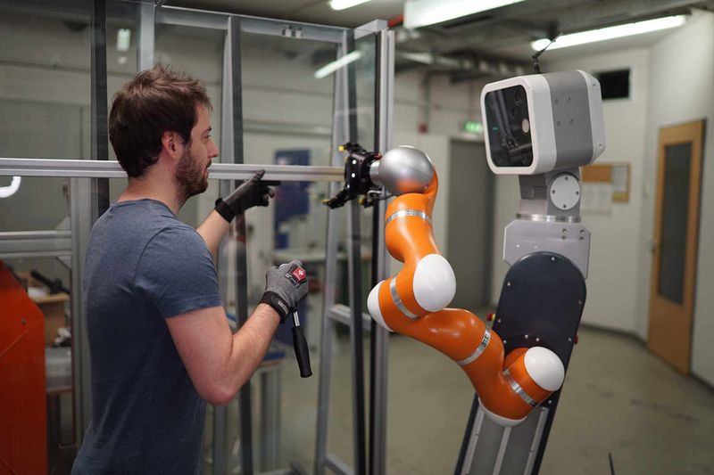 Mensch und Roboter werden künftig enger zusammenarbeiten. Künstliche Intelligenz wird dabei eine zentrale Rolle spielen.   (Bild: Fraunhofer IFF)