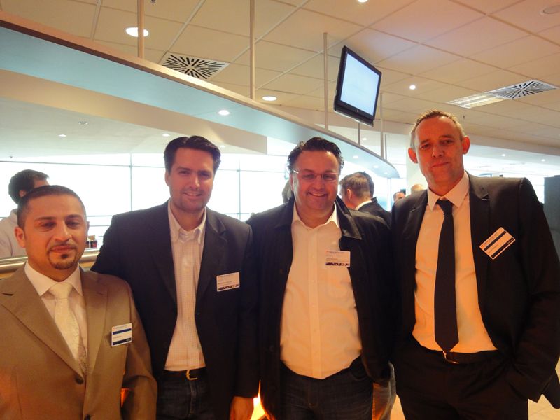 (v.l.) Ecevit Güneser, Tarox, und Maximilian Püschel, Interemotion Werbeagentur, Jens Backszat, Martens & Prahl, und Bernd Tillmann, Tarox (Archiv: Vogel Business Media)